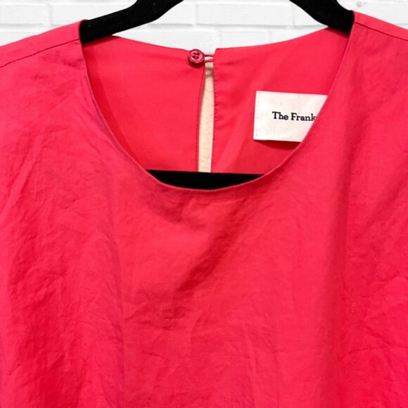 The Frankie Shop Gathered Poplin Midi Dress Sleeveless A-Line Tiered Maxi Coral - Picture 9 of 12